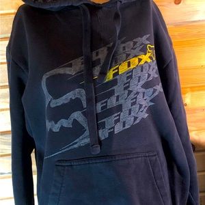 FOX RACING Mens Black w/Yellow Graphic Logo Pullover Hoodie Sweatshirt